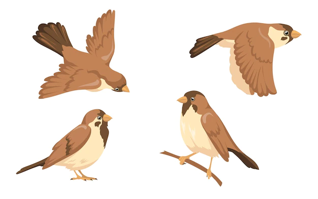 Free Vector | Sparrow character illustrations set