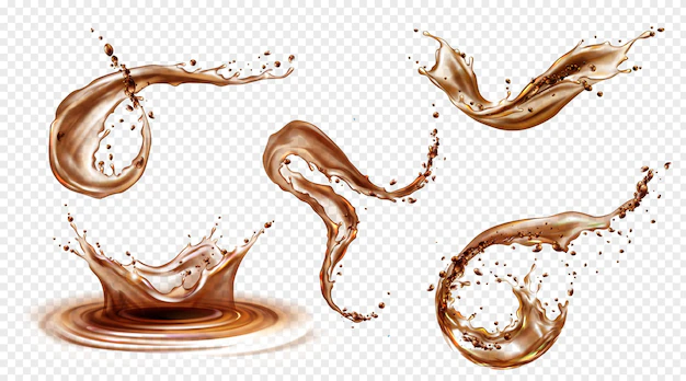 Free Vector | Splashes of coffee set isolated on transparent background