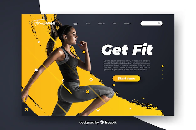 Free Vector | Sport get fit landing page with photo