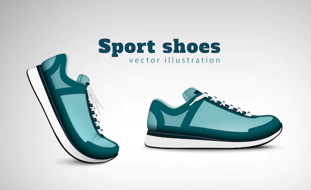 Free Vector | Sport training running tennis shoes  advertising realistic composition with pair trendy comfortable everyday wear sneakers illustration
