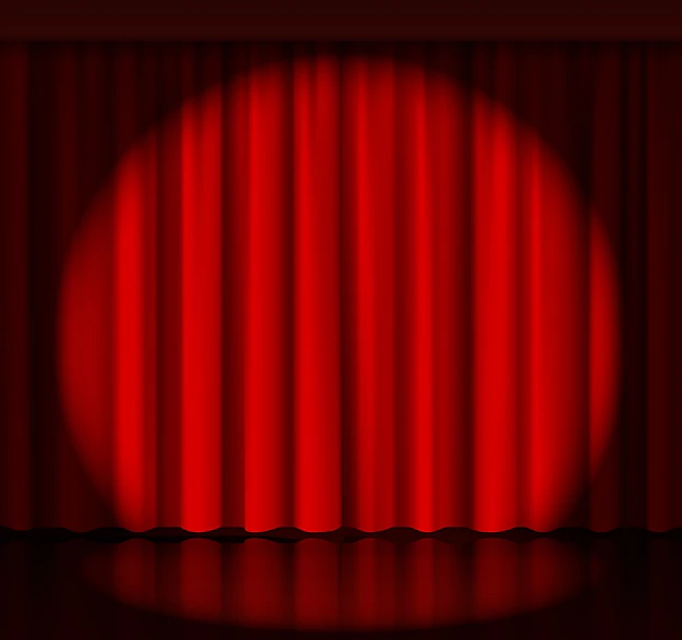 Free Vector | Spotlight on stage curtain. event and show, fabric and entertainment. vector illustration