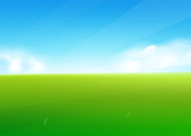 Free Vector | Spring field nature background with green grass landscape, clouds, sky.