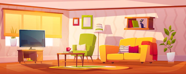 Free Vector | Spring interior of living room