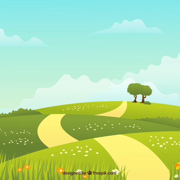 Free Vector | Spring landscape background with path