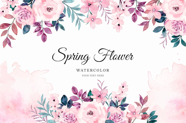 Free Vector | Spring pink rose floral background with watercolor