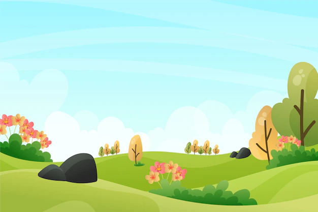 Free Vector | Spring relaxing landscape with trees in sunny day