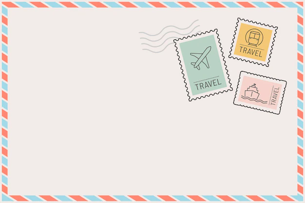 Free Vector | Stamped postcard frame with travel theme