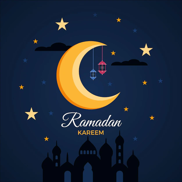 Free Vector | Stars and moon flat design eid mubarak