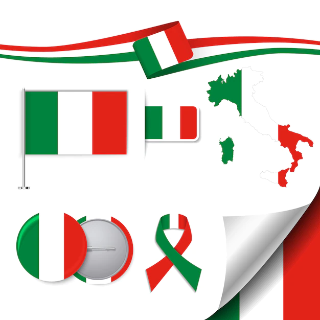 Free Vector | Stationery elements collection with the flag of italy design