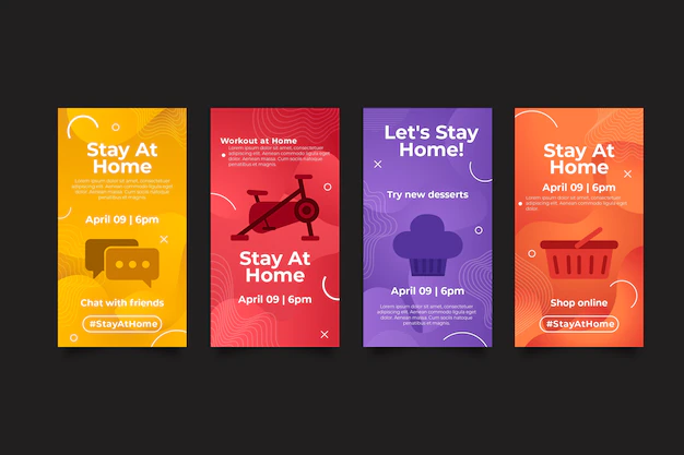 Free Vector | Stay at home event instagram stories set