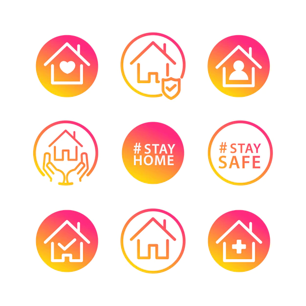 Free Vector | Stay home social icon