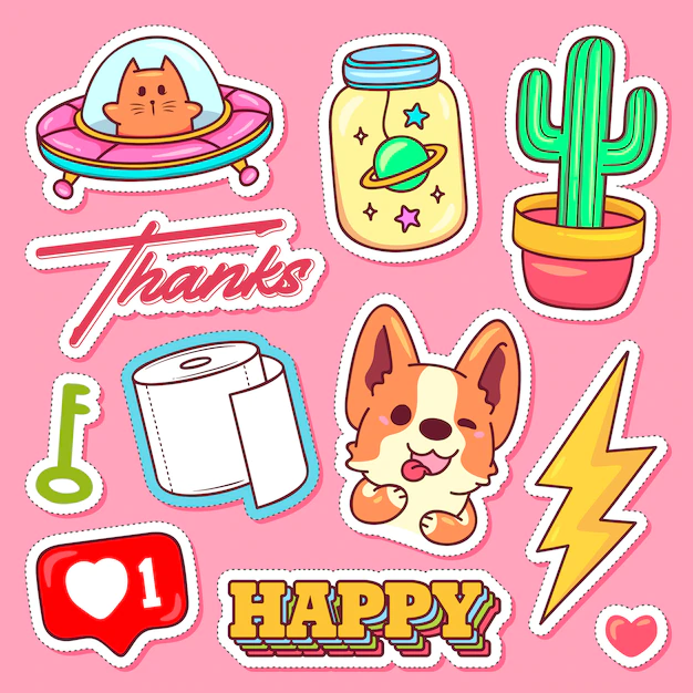 Free Vector | Sticker icons hand drawn doodle