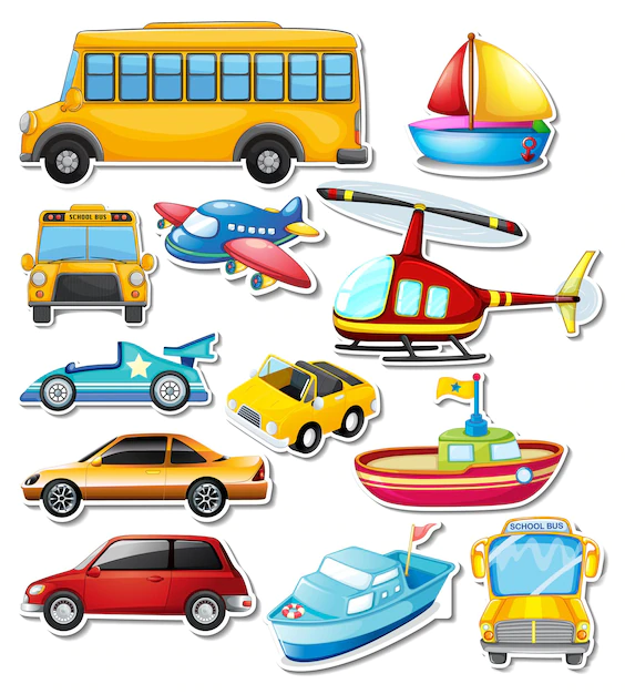 Free Vector | Sticker set of different vehicles