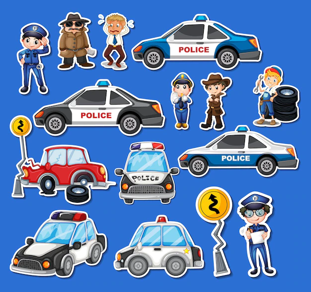 Free Vector | Sticker set of professions characters and objects