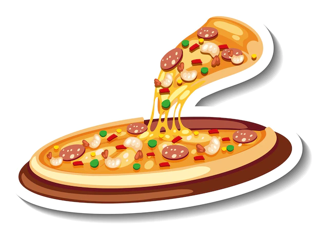 Free Vector | Sticker template with pizza isolated