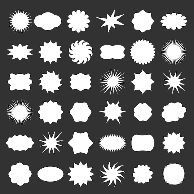 Free Vector | Sticky stars  badge set. icon tag label, symbol blank, round and cloud