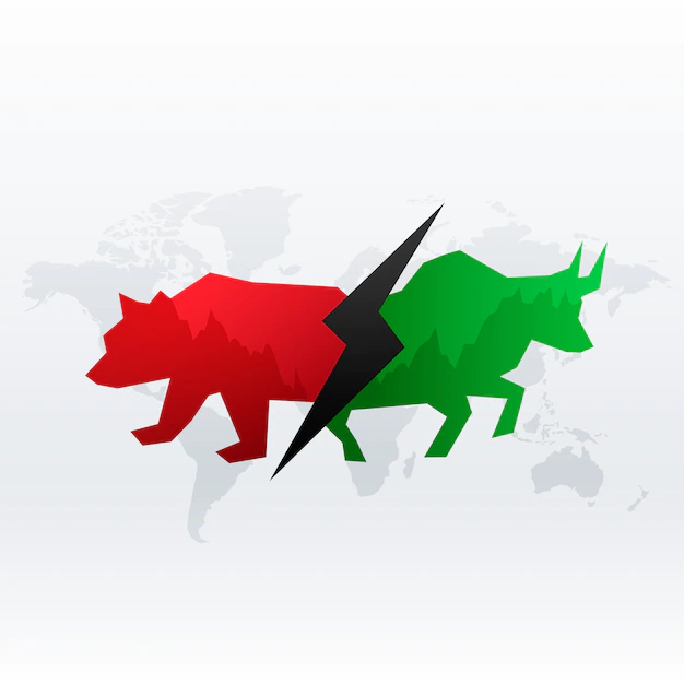 Free Vector | Stock market concept with bull and bear
