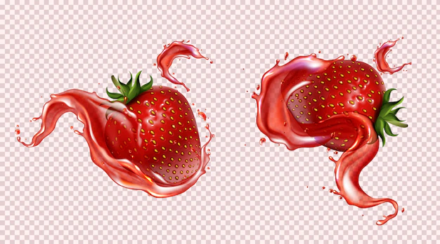 Free Vector | Strawberry with juice splash, realistic isolated