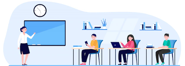 Free Vector | Students in classroom flat vector illustration
