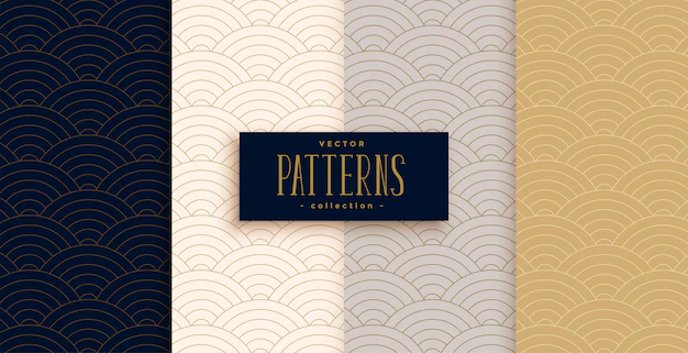 Free Vector | Stylish chinese traditional curve lines pattern set