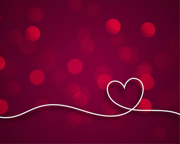 Free Vector | Stylish line valentines heart on bokeh background
