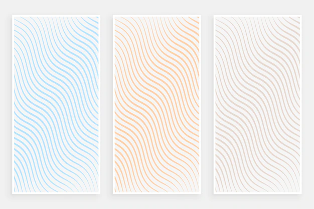 Free Vector | Subtle minimalist curvy flowing lines pattern banners set