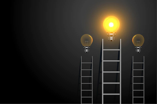 Free Vector | Success concept ladder with glowing light bulb