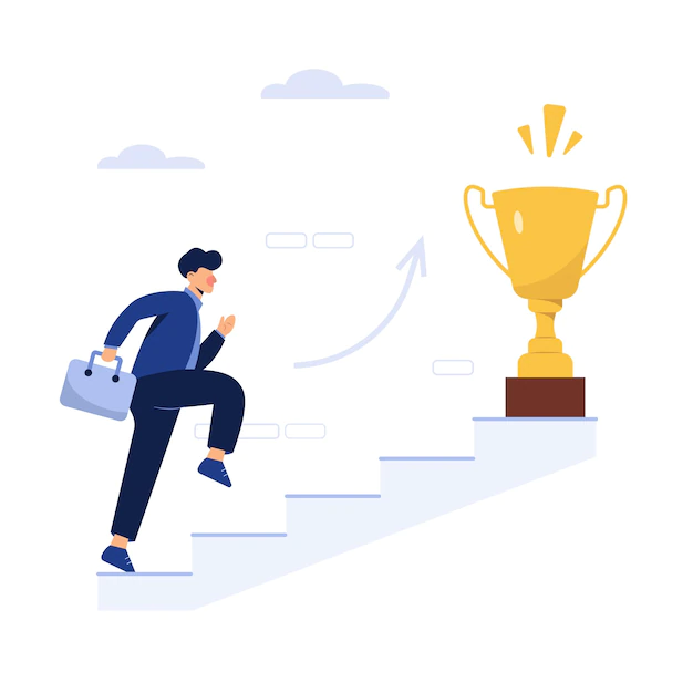 Free Vector | Successful business man with a trophy
