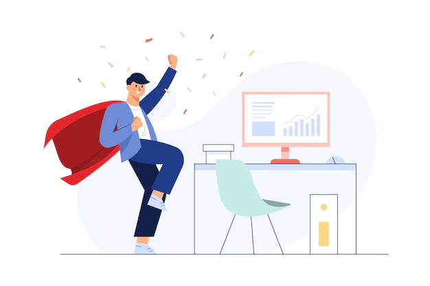 Free Vector | Successful businessman celebrating a victory.