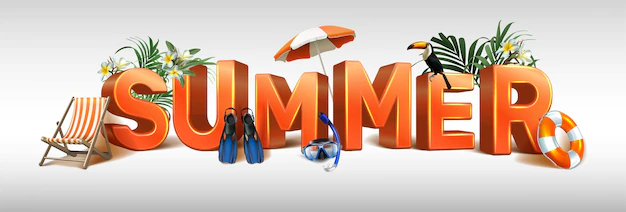 Free Vector | Summer background horizontal orientation with 3d letters