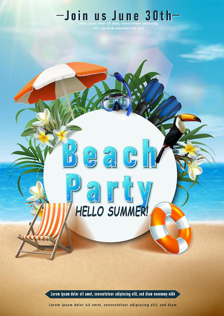 Free Vector | Summer beach party poster template