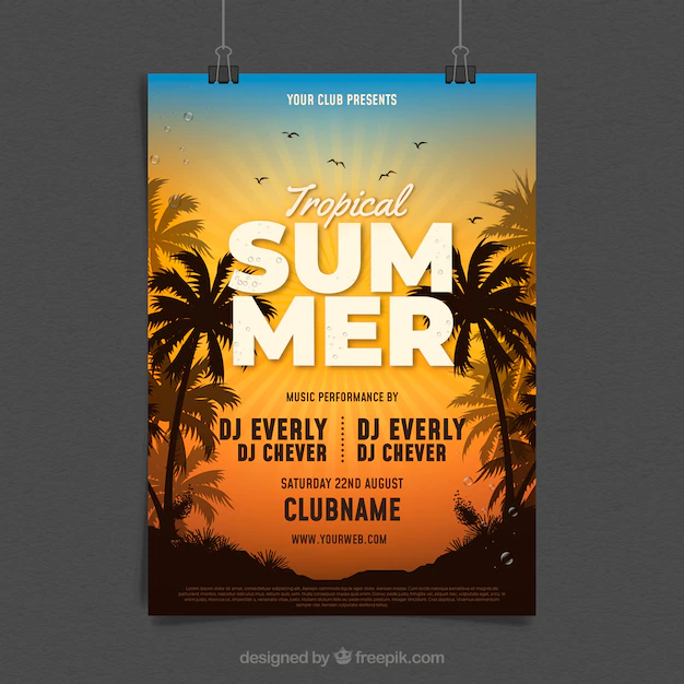 Free Vector | Summer party flyer with palms