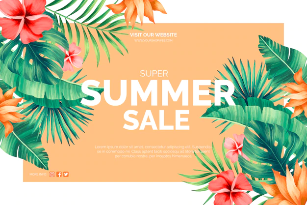 Free Vector | Summer sale tropical banner
