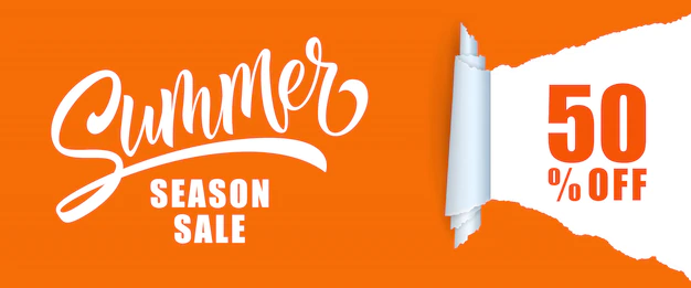 Free Vector | Summer season sale fifty percent off lettering.