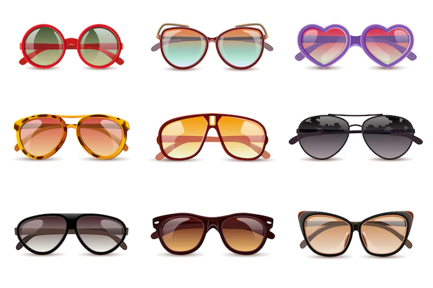 Free Vector | Summer sun protection sunglasses realistic icons set