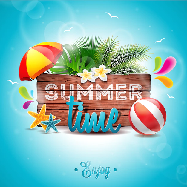Free Vector | Summer time background palm tree design