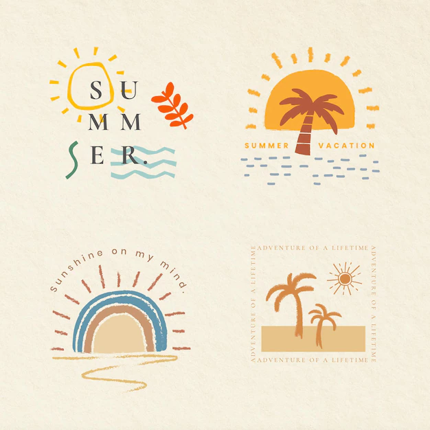 Free Vector | Summer vacation colorful badges vector t-shirt print design elements collection