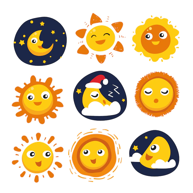 Free Vector | Sun and moon designs collection