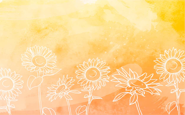 Free Vector | Sunflowers background with watercolor