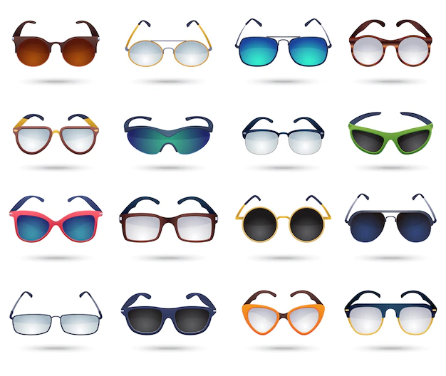 Free Vector | Sunglasses fashion reflection mirror icons set
