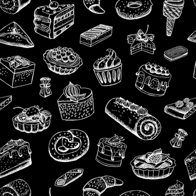 Free Vector | Sweet pastries on chalkboard