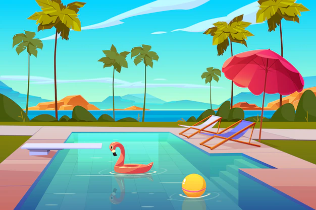 Free Vector | Swimming pool in hotel or resort outdoors