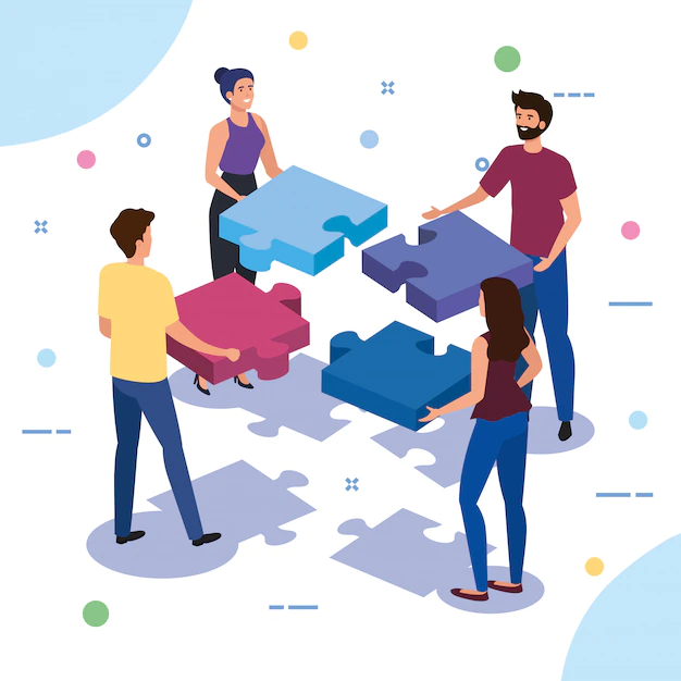 Free Vector | Teamwork people with puzzle pieces
