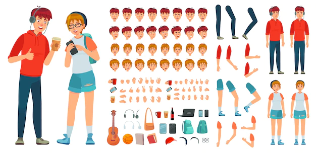 Free Vector | Teenager character constructor