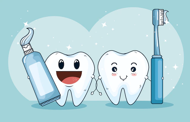 Free Vector | Teeth treatment medicine with toothpaste and toothbrush