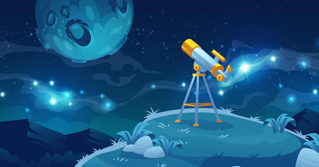 Free Vector | Telescope for space exploration illustration