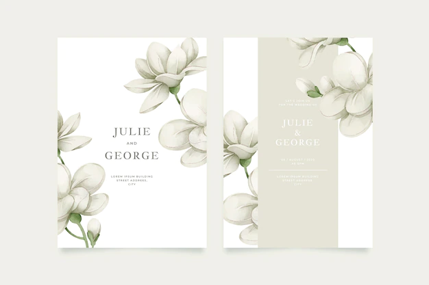 Free Vector | Template wedding invitation with big flower