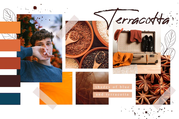 Free Vector | Terracotta moodboard collage