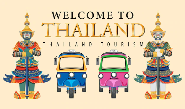 Free Vector | Thailand iconic tourism attraction background