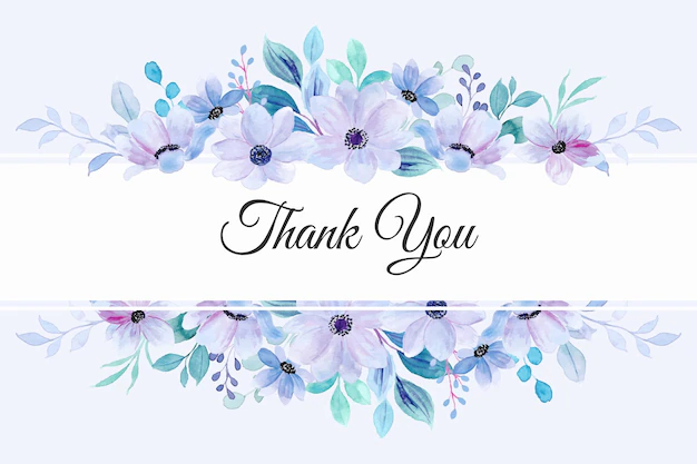 Free Vector | Thank you card with pastel flower border watercolor